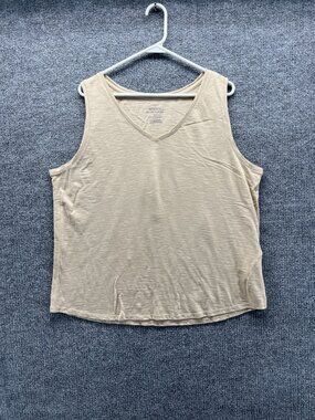 Chico's Tank Top Womens 3 Beige Cotton Modal V Neck Basic Summer Casual